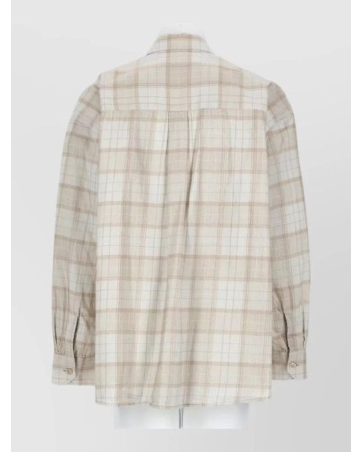 Our Legacy White Long Sleeve Plaid Shirt Chest Pocket for men