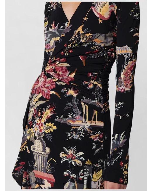 Etro White Floral Wrap Dress Floor Length Ruffled