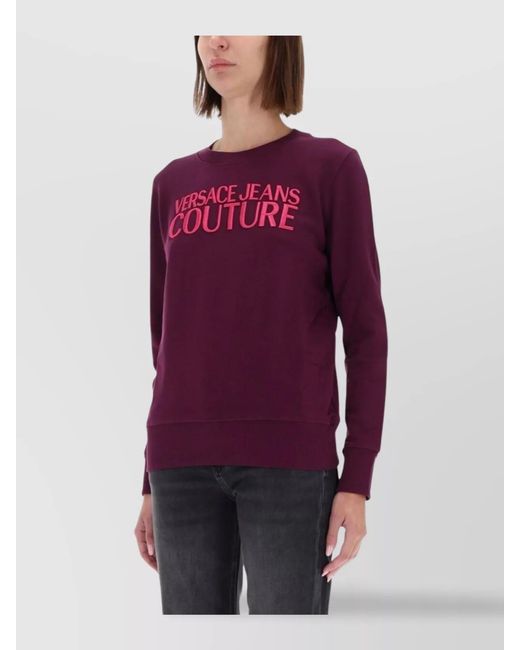 Versace Jeans Couture Purple Cotton Logo-Print Sweatshirt