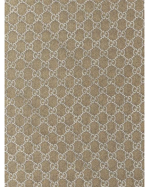 Gucci Natural Two-Tone Scarf Featuring Fringed Edges