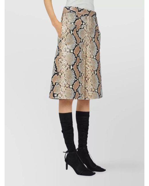 Jil Sander Metallic Leather Snake Print Mid-Rise Wide-Leg Bermuda Shorts