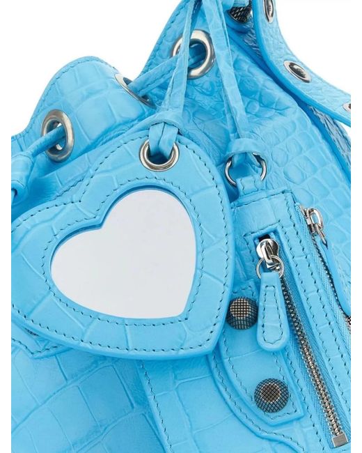 Balenciaga Blue Le Cagole Xs Leather Bucket Bag
