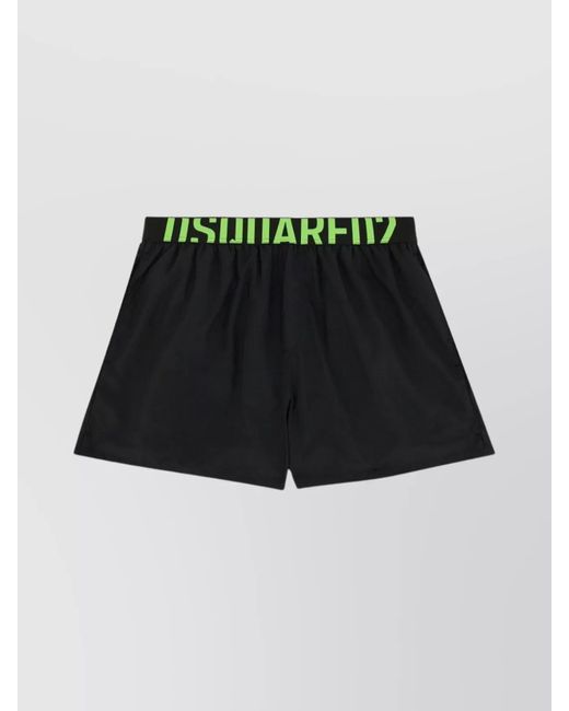 DSquared² Black Logo Print Swimsuit Elastic Waistband for men