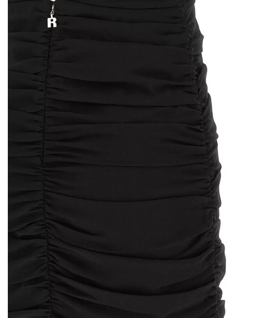 ROTATE BIRGER CHRISTENSEN Black Ruched Halter Dress Deep V Adjustable Straps