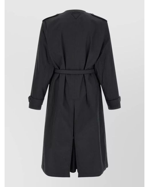 Prada Black Cotton Double-Breasted Trench Coat for men