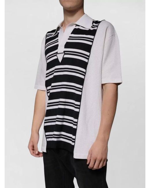 Dolce & Gabbana Black Striped Silk Polo Shirt for men