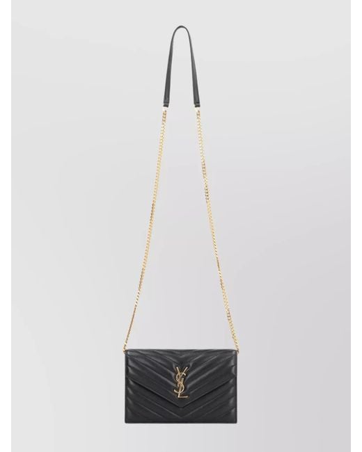 Saint Laurent White Chain Wallet Quilted Leather