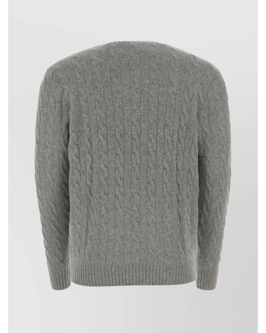 Polo Ralph Lauren Gray Cable-Knit Wool And Cashmere Crew-Neck Sweater for men