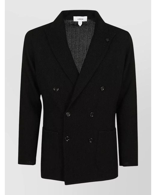 Lardini Black Double Breasted Knit Jacket for men
