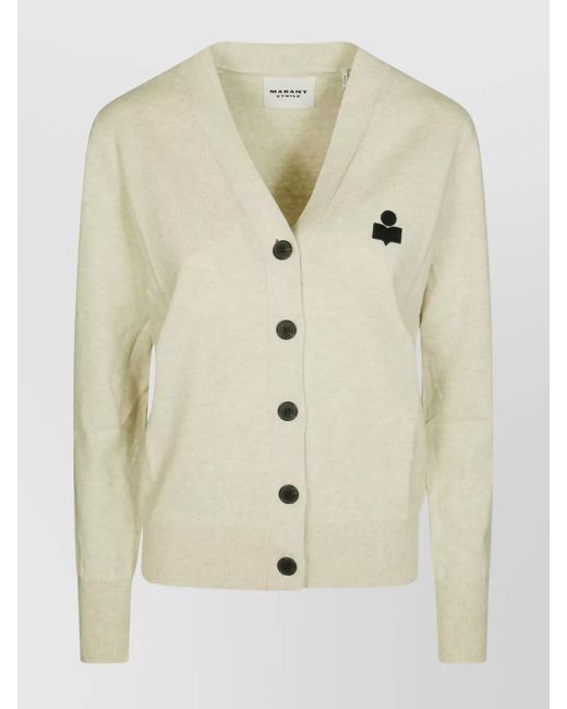 Isabel Marant Natural V-Neckline Knitwear With Ribbed Cuffs And Hem