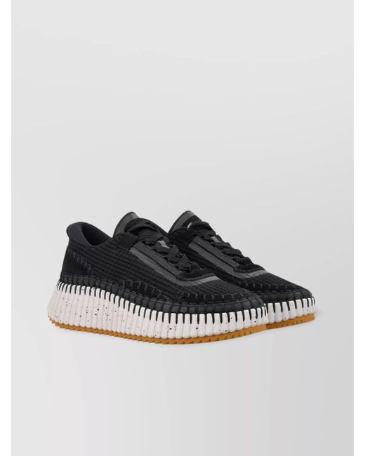 Chloé Black Mesh Low-Top Sneakers