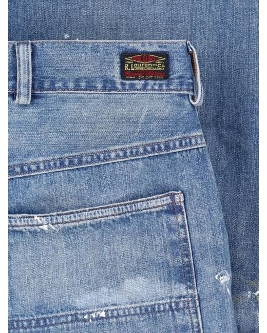 Polo Ralph Lauren Blue Denim Straight Jeans Wide Leg Belt Loops for men