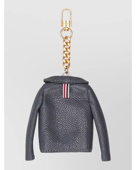 Thom Browne Blue Jacket Charm Keyring Chain Striped for men