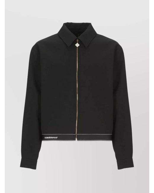 Casablanca Black Wool Collared Jacket With Side Slit Pockets for men