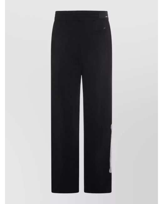 Amiri Black Straight Leg Trousers Embroidered Detail Pockets Ribbed Cuffs for men
