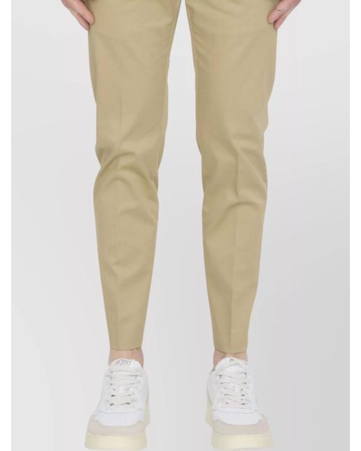 PT Torino Natural Slim Fit Cotton Trousers With Belt Loops for men
