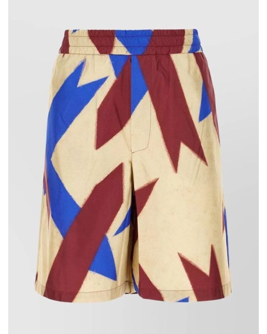 Pierre Louis Mascia Blue Printed Silk Bermuda Shorts