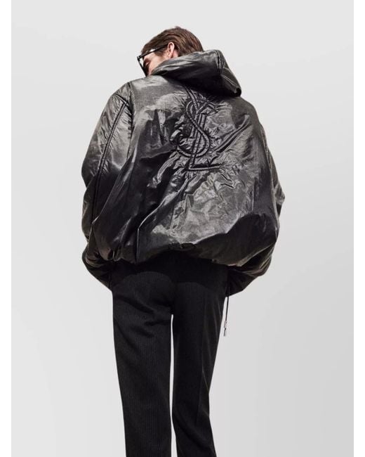 Saint Laurent Gray Padded Hooded Anorak Jacket for men