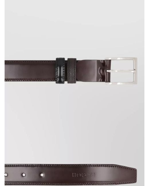 Hogan Black Reversible Leather Belt Adjustable Smooth Buckle for men