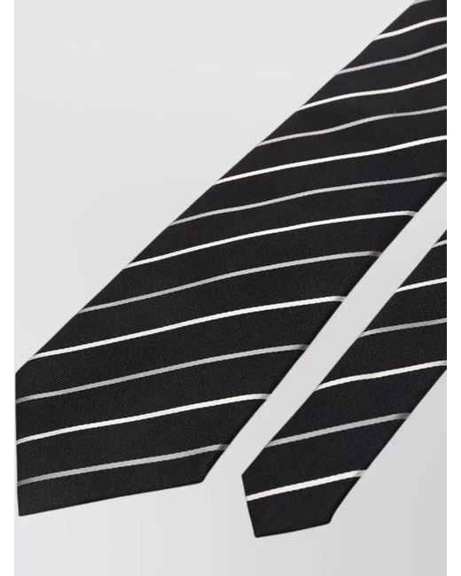 Saint Laurent White Striped Necktie Smooth Texture Lightweight Formal Style for men