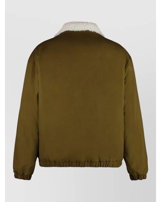 Bottega Veneta Green Cotton Jacket Shearling Lambswool Padded Collar for men