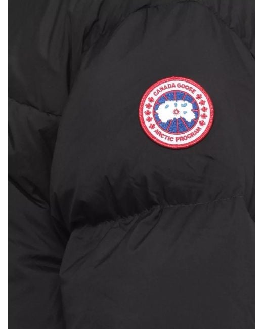 Canada Goose Black Cropped Puffer Jacket High Neck Hem Drawstring