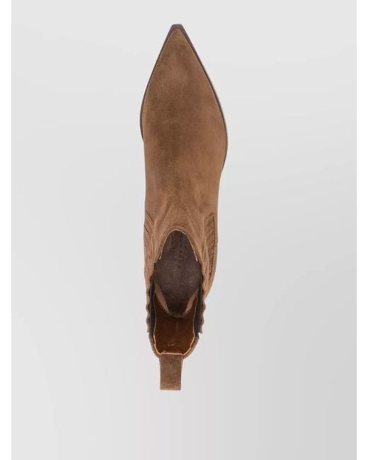 Roberto Festa Brown Ankle Boots Elastic Sides Pointed Toe Pull Tab