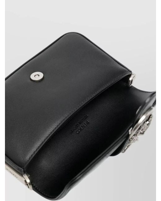 Pinko Black Chain Strap Cross Body Bag Bird Detail