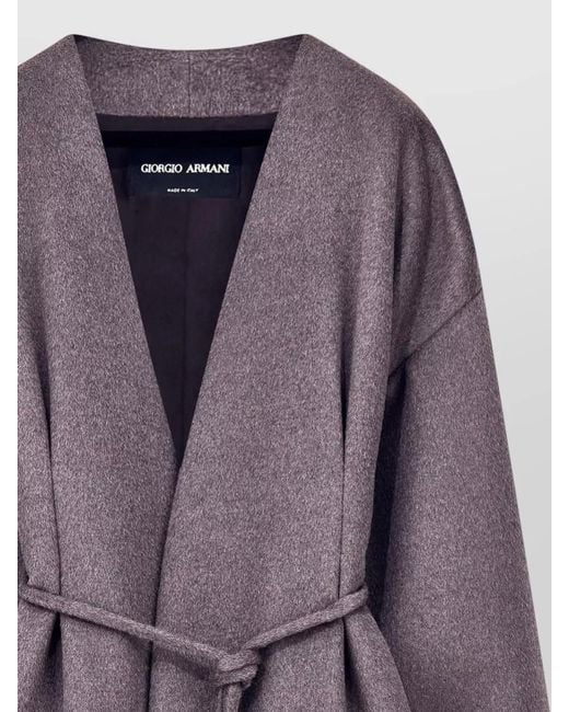 Giorgio Armani Purple Belted Caban Coat Midi Length