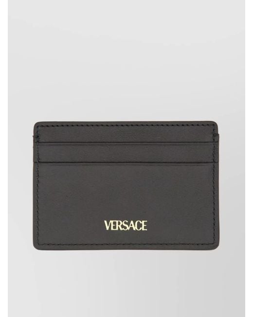 Versace Black Leather La Medusa Card Holder for men
