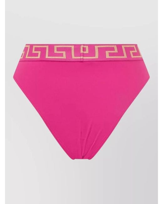 Versace Pink Medusa Greca High Waist Swim Bottoms