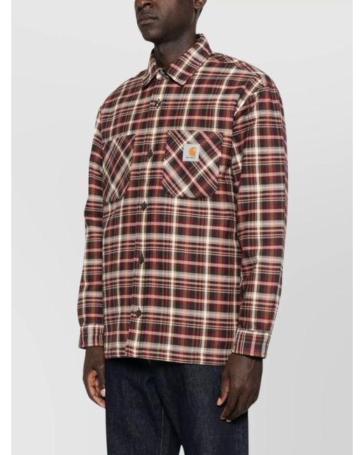 Carhartt Red Plaid Pattern Long Sleeve Shirt Jacket for men