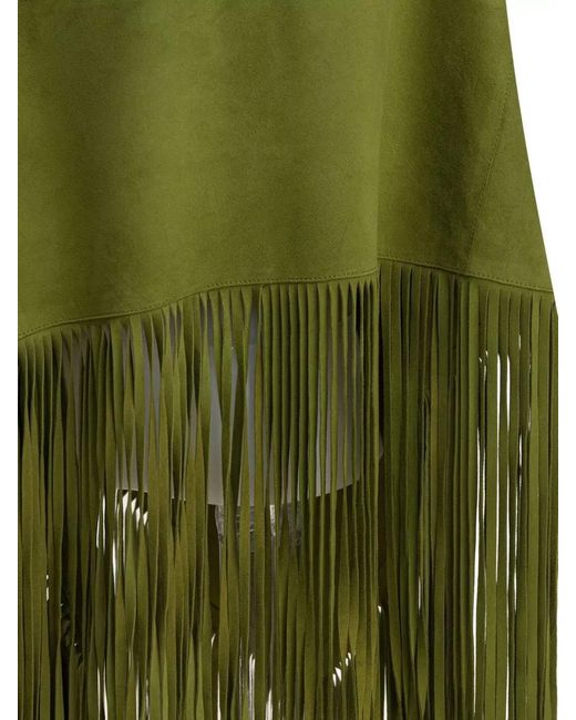 FURLING BY GIANI Green Suede Asymmetric Skirt
