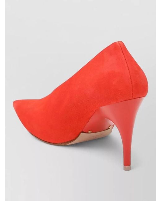Balenciaga Red Pumps Mid Height Heel Pointed Toe Suede