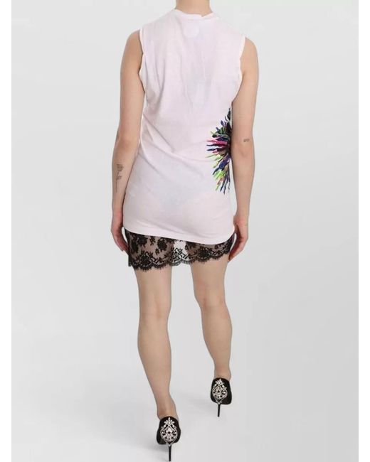 DSquared² Pink Cotton Printed Sleeveless Mini Dress