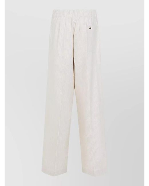 Dries Van Noten White Pila Trousers Striped Wide Leg Lightweight