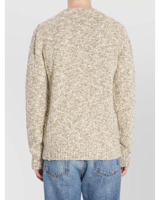 Dolce & Gabbana Natural Ribbed Trim Virgin Wool Blend Crew Neck Jumper for men