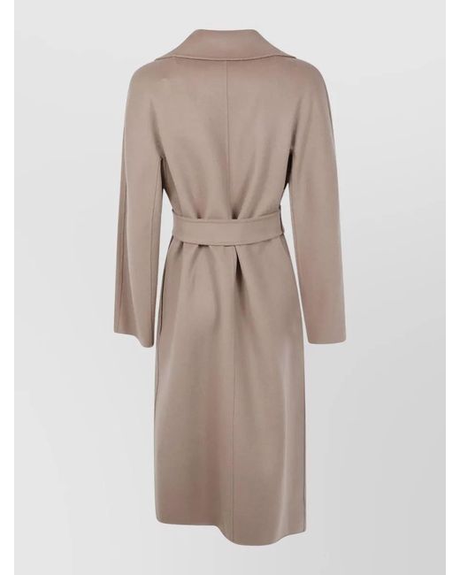 Max Mara Natural Mst Cles Long Belted Coat Lapel