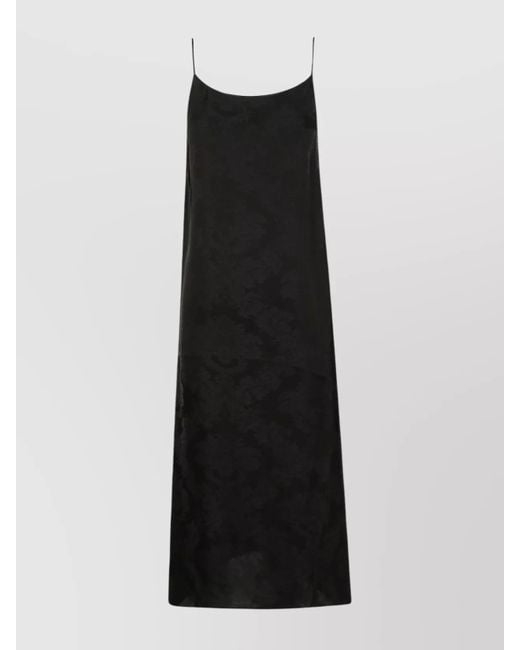 Uma Wang Black Brocade Scoop Neckline Midi Dress