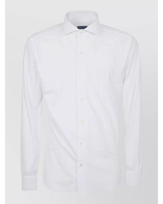 Barba Napoli White Long Sleeve Shirt Button Down Collar for men
