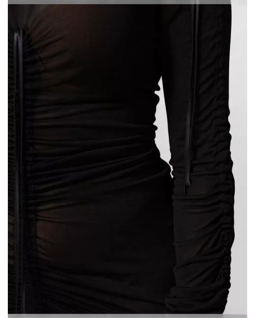 Dolce & Gabbana Black Silk-Blend Sheer Ruched Long-Sleeve Maxi Dress