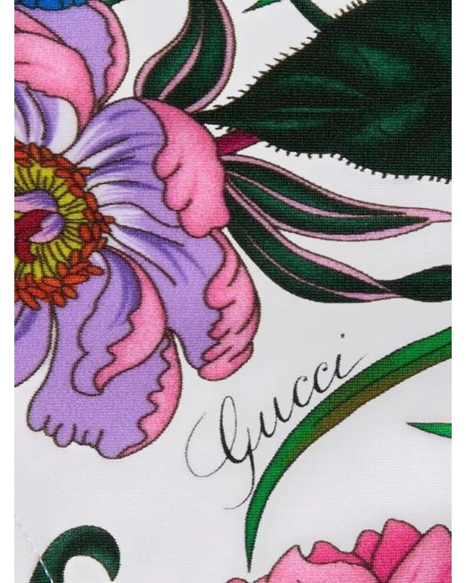Gucci White Floral-Print Bikini Set