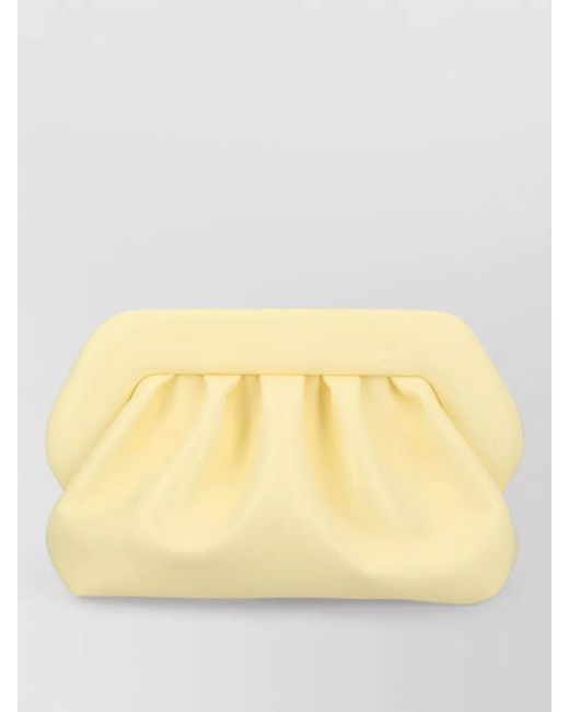 THEMOIRÈ Yellow Bios Clutch Bag Pleated Design Strap