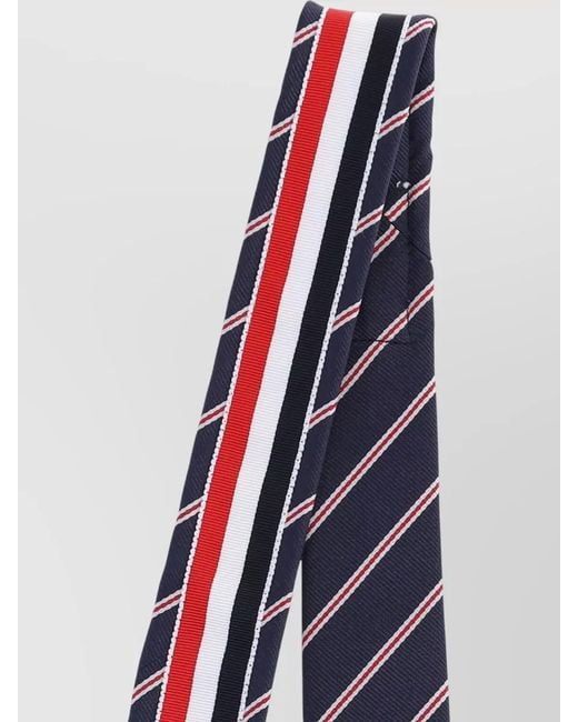 Thom Browne Blue Formal Slim Striped Pattern Neck Ties for men