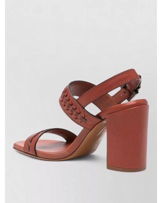 Zimmermann Brown Slingback Sandals Block Heel Woven Straps