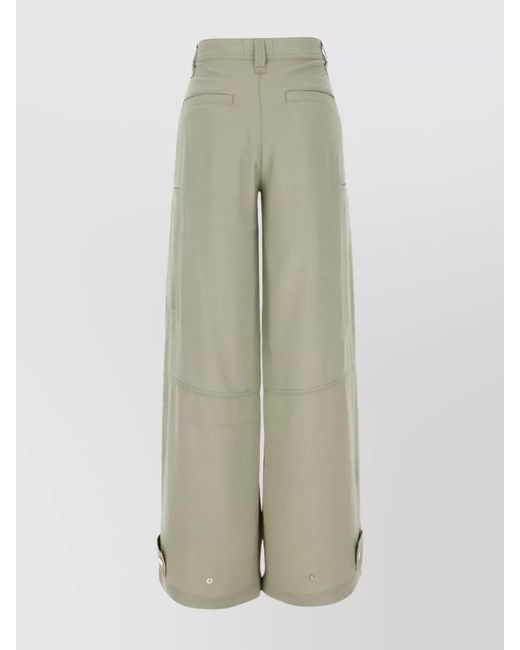 AMI Natural Wide-Leg Pleated Trousers