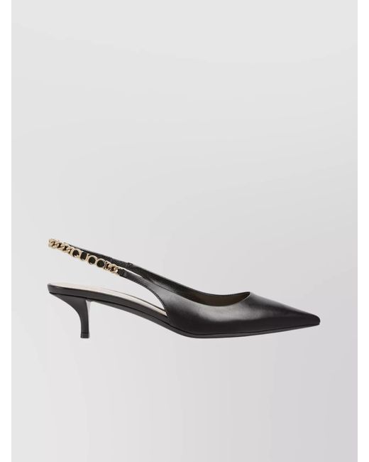 Gucci Gray Hand-Stitched Chain Detail Kitten Heel Pumps