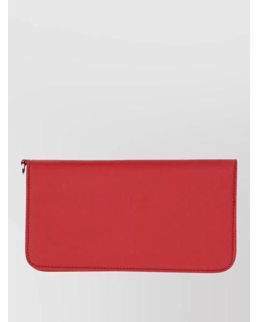N°21 Red Compact Wallet Logo Metal Detail Zip Snap