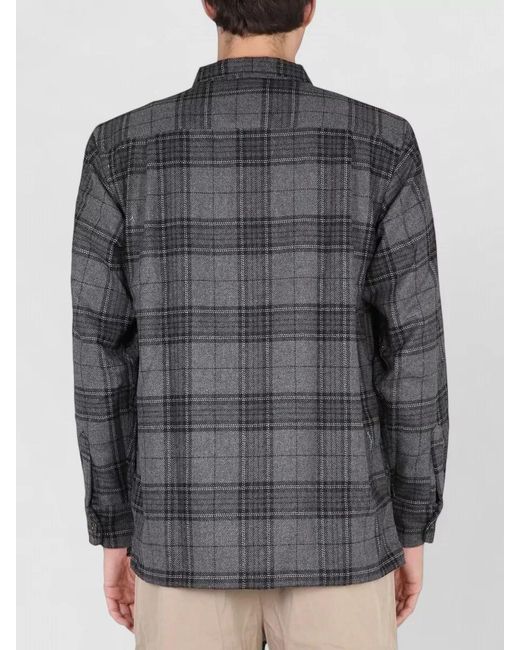 Universal Works Gray Checked Regular Shirt Chest Pockets Long Sleeves for men