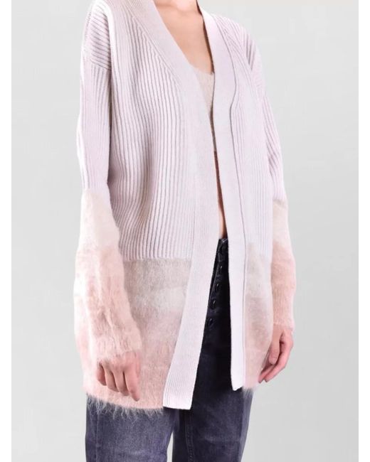 Dondup Pink Longline Knit Sweater Color Block Design